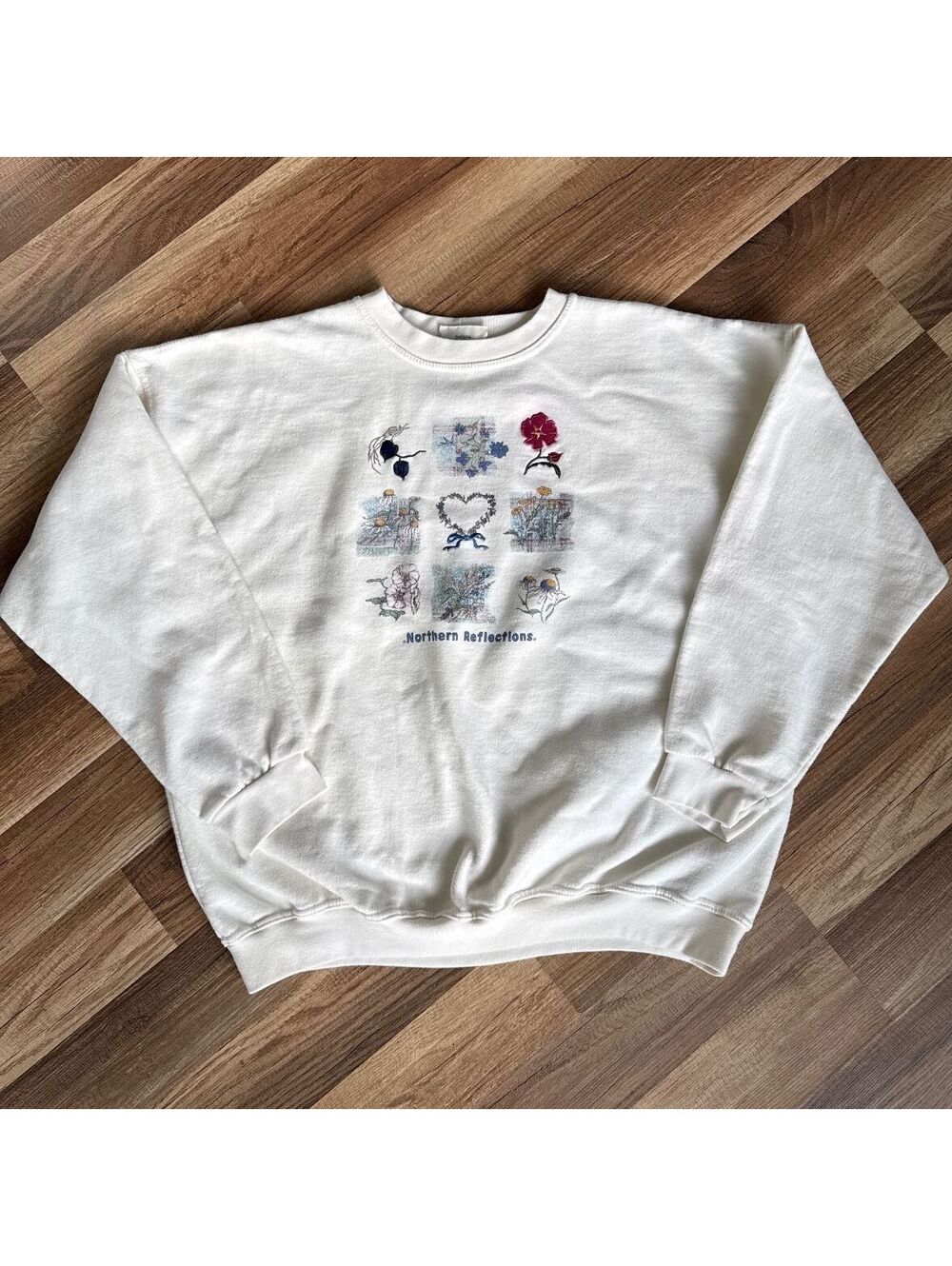 Vintage Northern Reflections Embroidered Floral Sweatshirt Womens XL
